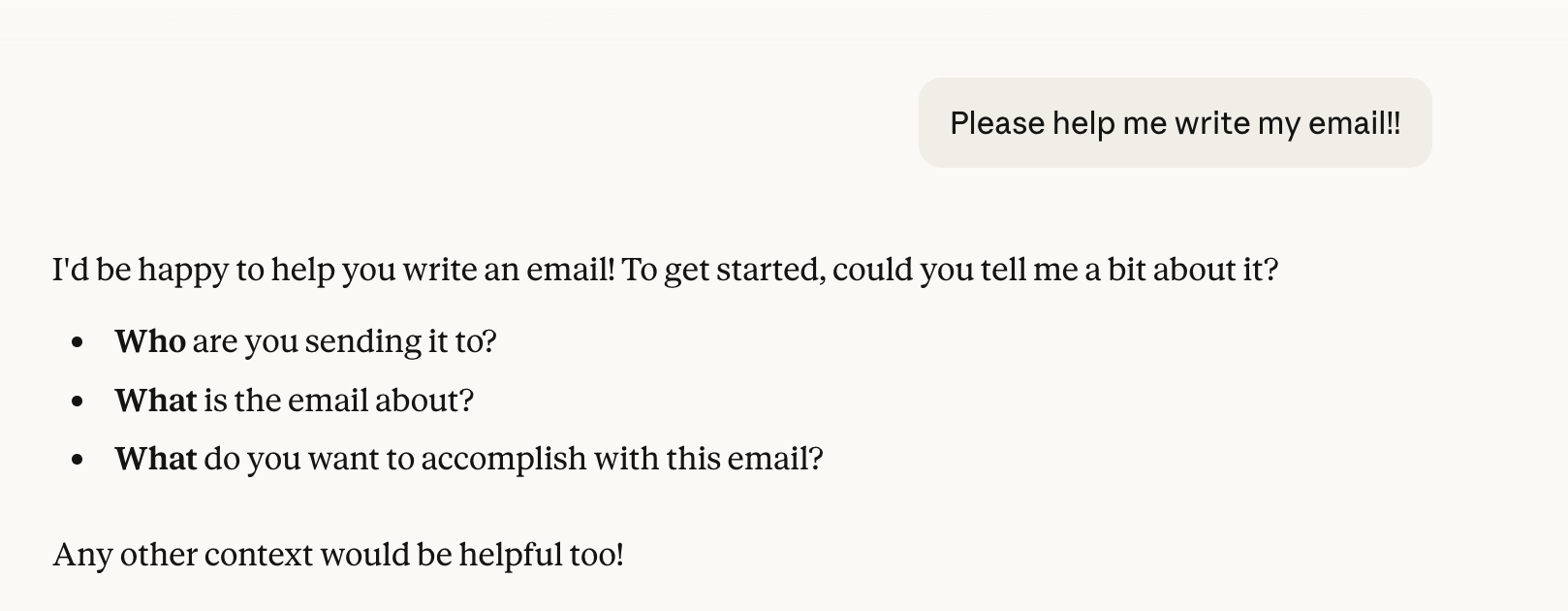 Chatbot email request